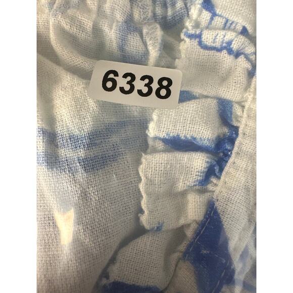 Saylor Svetlanna Top Shell Print Linen Blend Peasant Blouse Blue Off-White XS - Picture 8 of 8